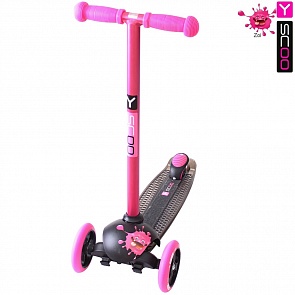 Самокат трехколесный Y-Scoo RT Trio Diamond 120 Monsters, 1 высота, с блокировкой колес, цвет Zoi розовый (Y-Scoo, 5867rt)